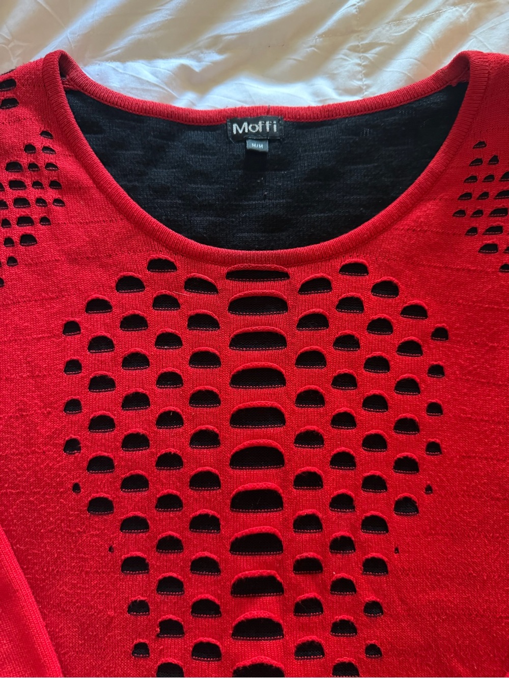 Vintage Moffi International Long Sleeve Grunge Mini Knit Dress ~ red/ black